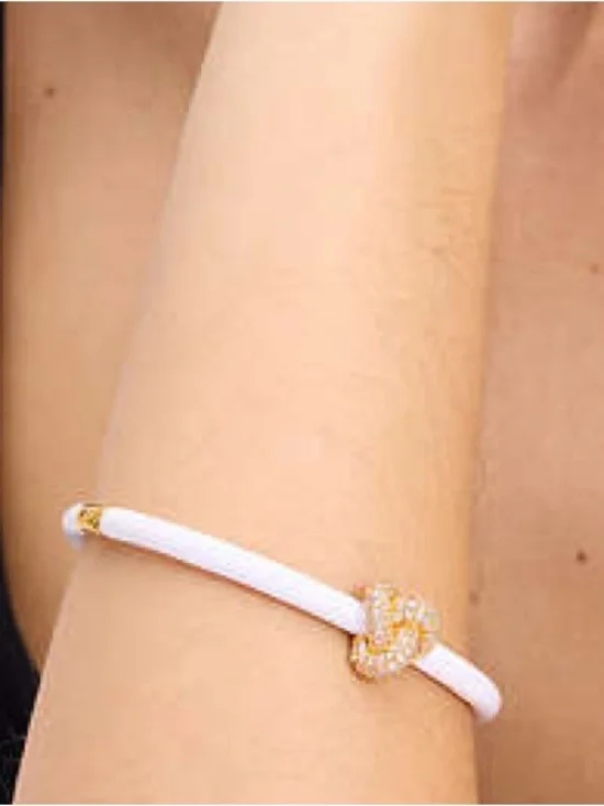 kate spade White and Gold Pave Knot Bangle - Picture 6 of 6